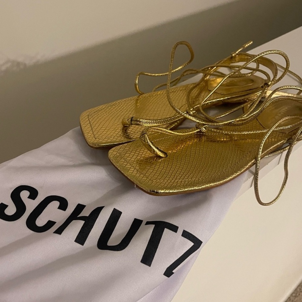 SCHUTZ ✨Gold✨ Lace-Up Goddess Sandals